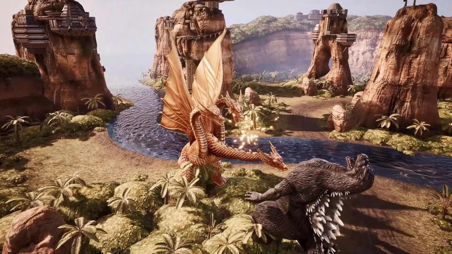 Destruction during a kaiju battle