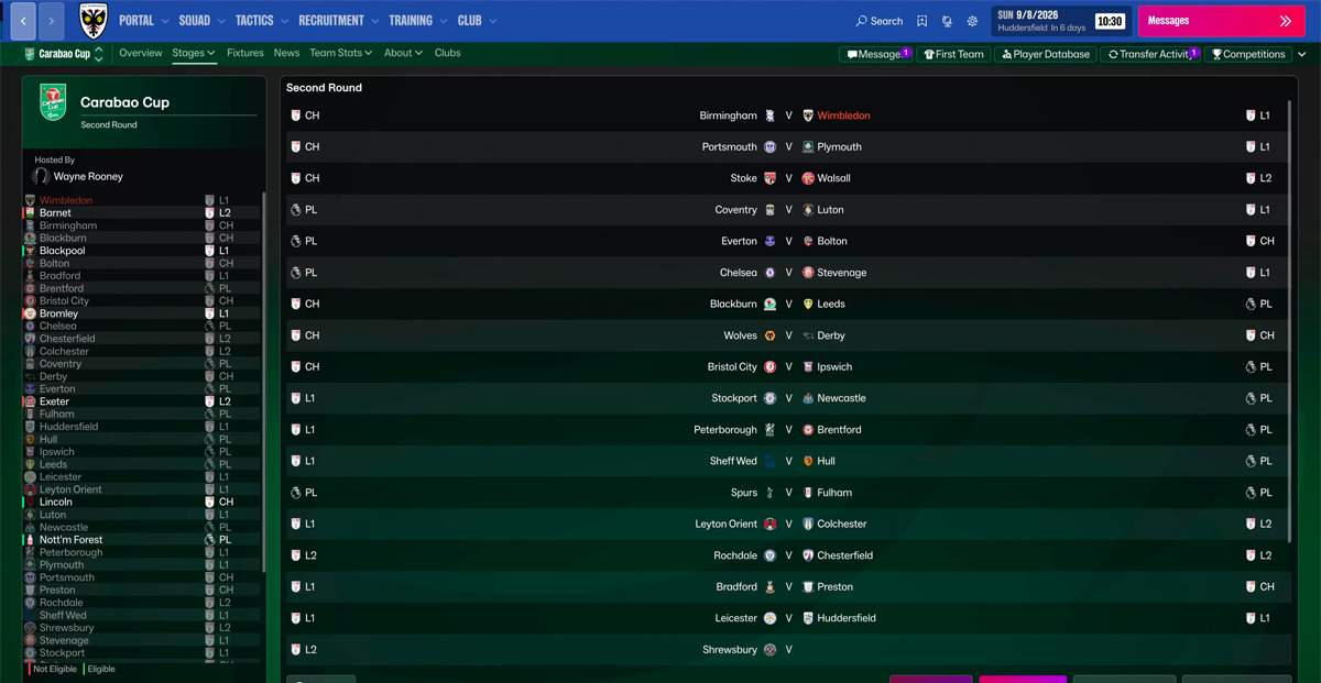 Cup draw screen in Football Manager 2027