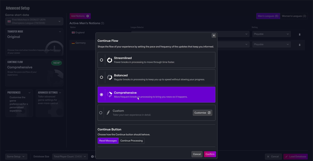 Management interface in Football Manager 2027